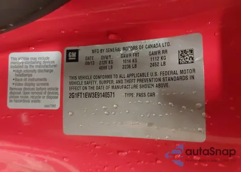 2014 Chevrolet Camaro 2Ss from USA, damaged, VIN 2G1FT1EW3E9140571